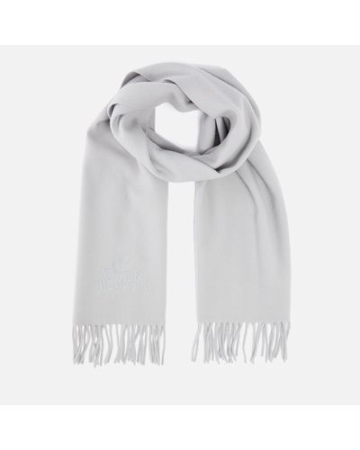 Vivienne Westwood Embroidered Wool Logo Scarf - White
