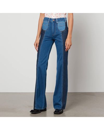 See By Chloé Patchwork Denim Flared Jeans - Blue