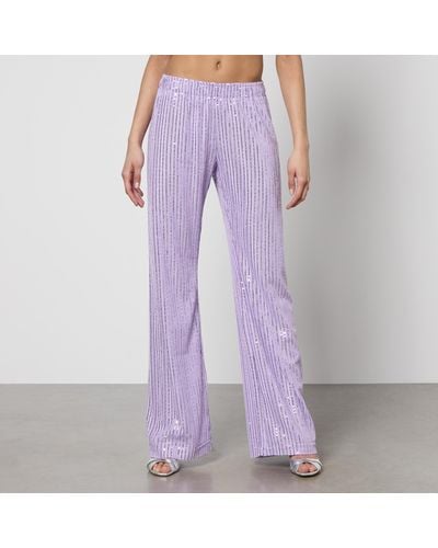 Stine Goya Markus Sequined Mesh Trousers - Purple
