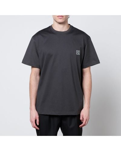 WOOYOUNGMI Back Script Logo-Print Cotton-Jersey T-Shirt - Black