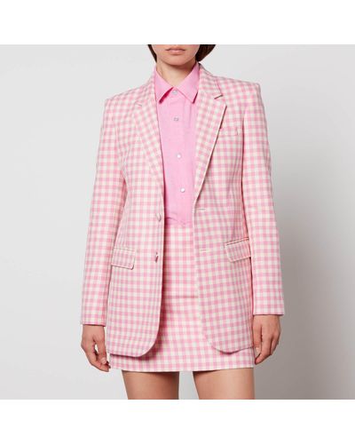 Ami Paris Checkered Cotton And Wool-Blend Blazer - Pink