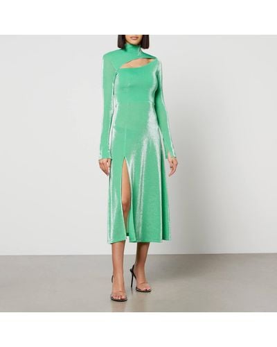 ROTATE BIRGER CHRISTENSEN Metallic Nylon Cut-out Dress - Green