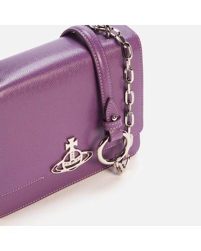 Vivienne Westwood Leather Debbie Medium Bag With Flap in Purple 