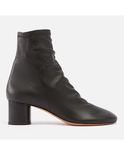 Isabel Marant Laeden-Ga Stretch Leather Heeled Boots - Black