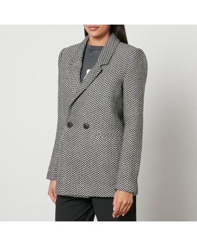 Anine Bing Fishbone Tweed Jacket - Gray