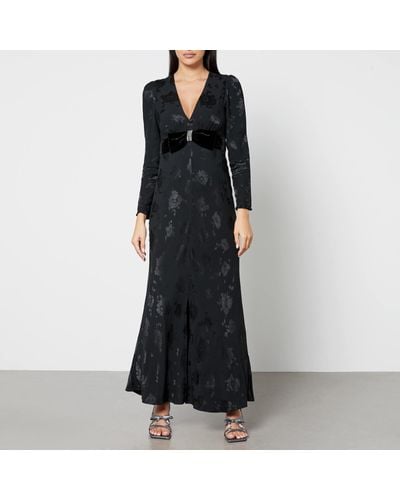 RIXO London Anastasia Satin-Jacquard Maxi Dress - Black