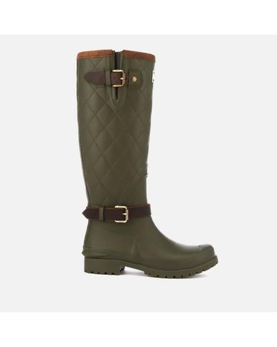 Barbour Women's Lindisfarne Quilted Tall Wellies - Green