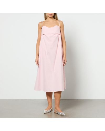 Toit Volant Verona Gingham Cotton Midi Dress - Pink