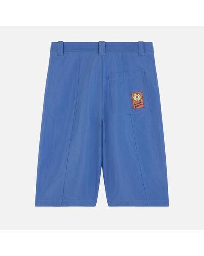 Maison Kitsuné Topstitch Cotton-Blend Bermuda Shorts - Blue