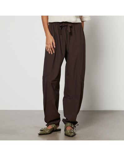 Ganni Paperbag Crepe Tapered Trousers - Grey