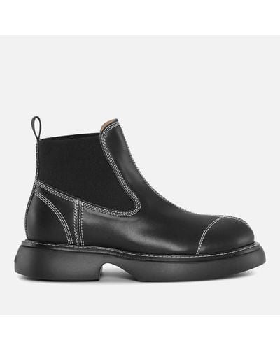 Ganni Everyday Low Faux Leather Chelsea Boots - Black