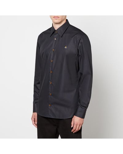 Vivienne Westwood Ghost Logo-Embroidered Cotton-Poplin Shirt - Black