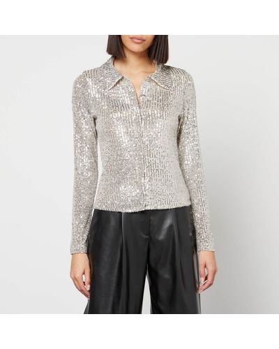In the mood for love Ken Sequined Mesh Shirt - Grey