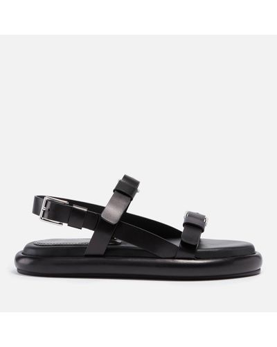 Proenza Schouler Pipe Double Strap Leather Sandals - Black