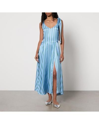 Stella Nova Striped Satin Dress - Blue