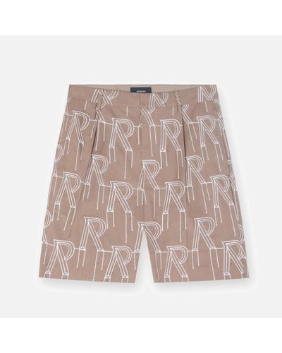Represent Embroidered Initial Tailored Organic Cotton Shorts - Natural