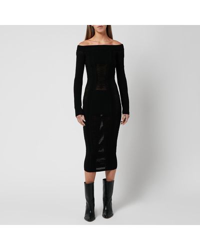 Balmain See Through Bustier Knit Midi Dress - Black