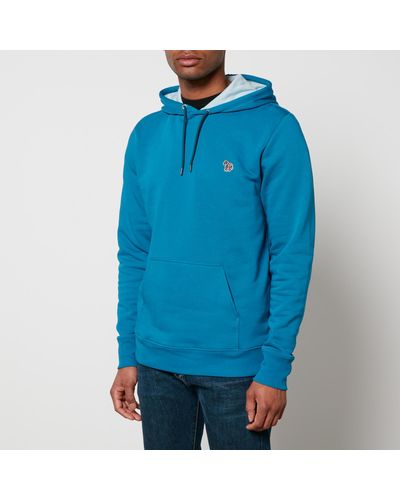 PS by Paul Smith Logo-Embroidered Organic Cotton-Jersey Hoodie - Blue