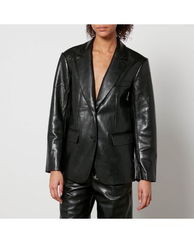 Anine Bing Classic Faux And Recycled Leather Blazer - Black