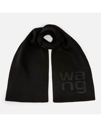 Alexander Wang Logo-debossed Ribbed-knit Scarf - Black