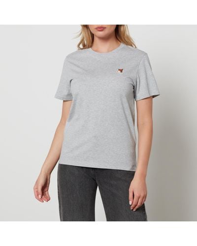 Maison Kitsuné Fox Logo-Appliquéd Cotton-Jersey T-Shirt - Grey