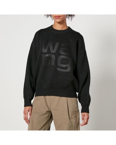 T By Alexander Wang Alexander Wang Stacked Logo Knit Sweater - Black