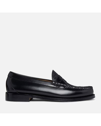 G.H. Bass & Co. Larson Moc Croc-embossed Penny Leather Loafers - Black