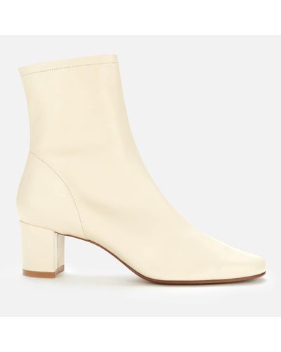 BY FAR Sofia Leather Heeled Ankle Boots - White
