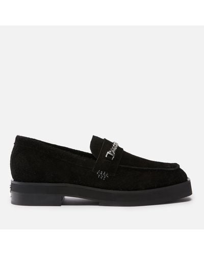 Represent Chain-Embellished Suede Loafers - Black