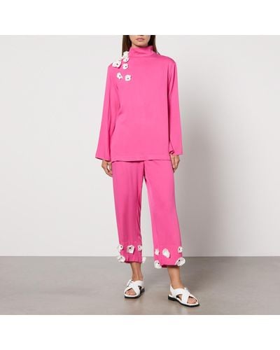 Sleeper The Bloom Tie Woven Pyjama Set - Pink