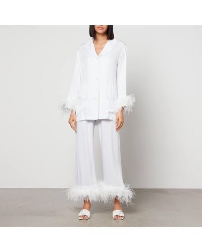 Sleeper Feather-trimmed Crepe De Chine Pyjama Set - White