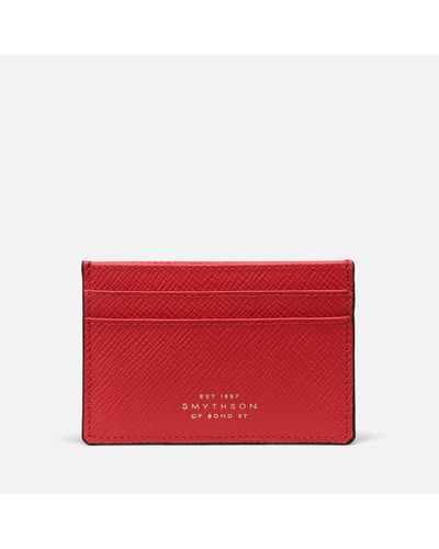 Smythson Panama Flat Card Holder - Red