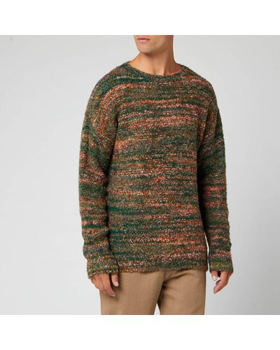 Our Legacy Popover Roundneck Red Green Fair Isle Knit