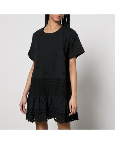 Sea Elysse Broderie Anglaise Cotton Mini Dress - Black