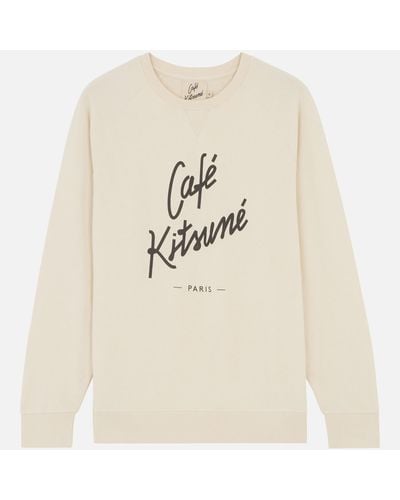 Café Kitsuné Logo-Printed Cotton-Jersey Sweatshirt - Natural