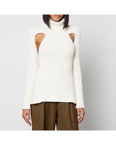 Cult Gaia Lapis Cutout Ribbed Cotton Sweater - White