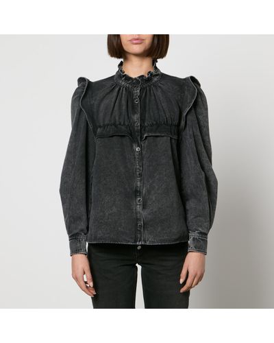 Isabel Marant Idety Cotton-Seersucker Shirt - Black