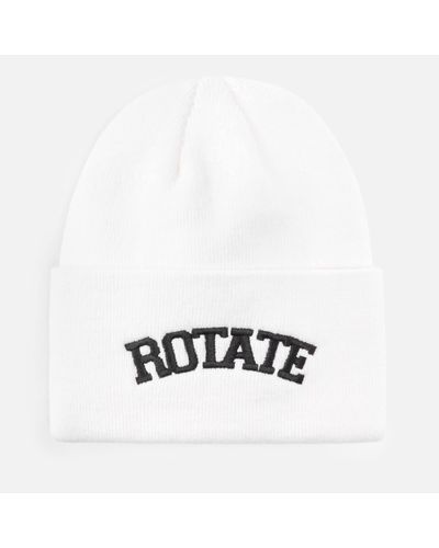 ROTATE SUNDAY Logo-embroidered Ribbed-knit Beanie - White