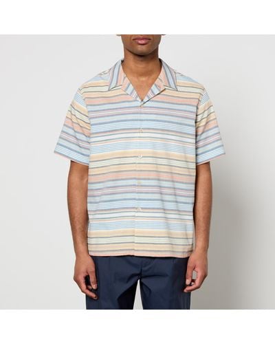 PS by Paul Smith Striped Cotton-Jacquard Shirt - Blue