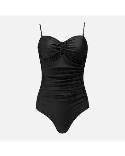 Ganni Ruched Detail Swim Suit - Black