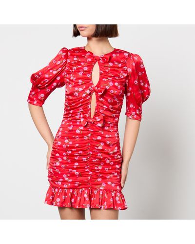 ROTATE BIRGER CHRISTENSEN Floral-Print Crepe Mini Dress - Red
