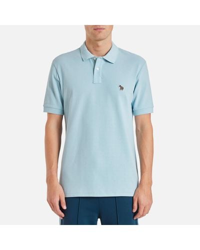 PS by Paul Smith Zebra Cotton-Piqué Polo Shirt - Blue