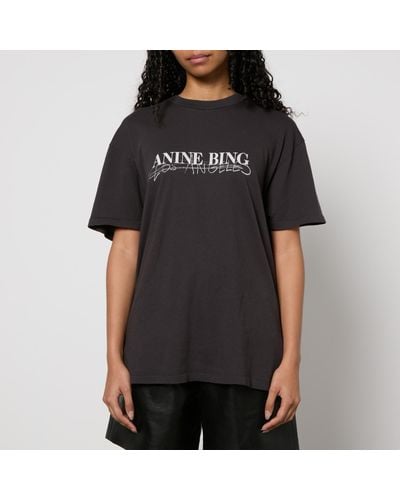 Anine Bing Walker Doodle Cotton-Jersey T-Shirt - Black