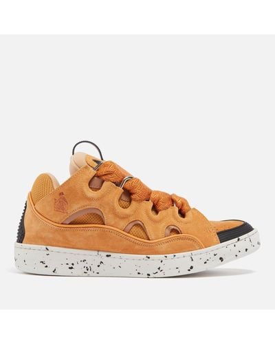 Lanvin Curb Oversize-tongue Paneled Sneakers - Orange