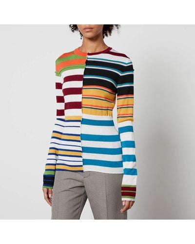 Marni Striped Virgin Wool Sweater - Blue