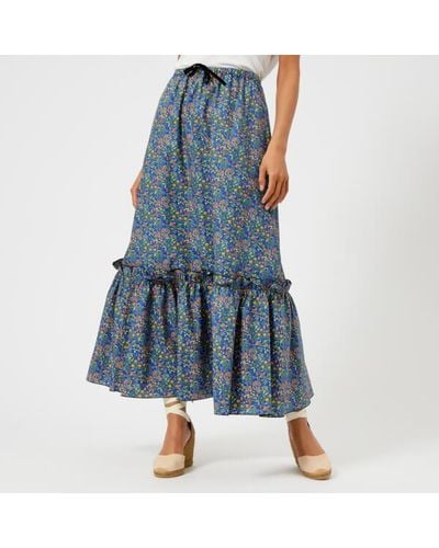 A.P.C. Women's Cecil Maxi Liberty Print Skirt - Blue