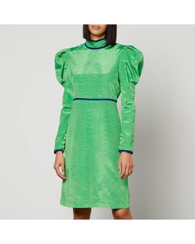 BATSHEVA Tate Cotton-Blend Moiré Mini Dress - Green