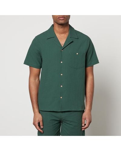 Percival Cotton-Blend Seersucker Shirt - Green