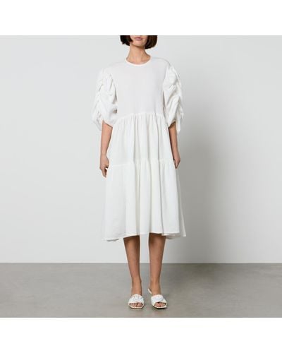 Toit Volant Ottille Garden Cloqué Midi Dress - White