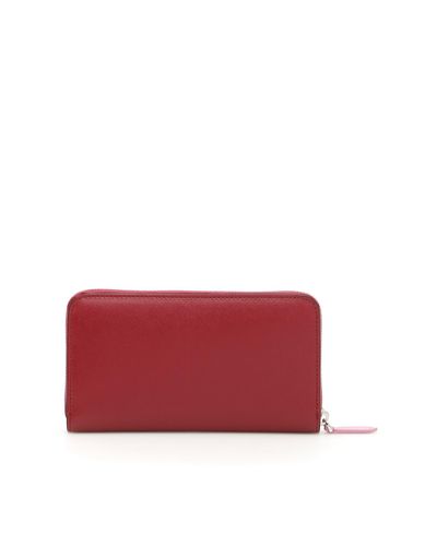 Fendi Leather Zip-around Love Wallet in Red | Lyst